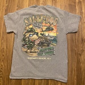 Y2K Salty Dog Shirt Support Our‎ Troops Daytona Beach Florida Adult Size M